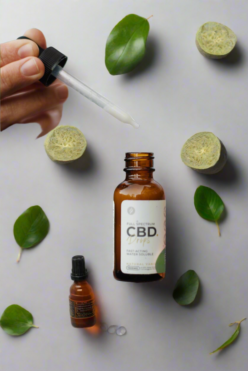Natural Vanilla Water Soluble Full Spectrum CBD Drops (1,500mg) - 30mL